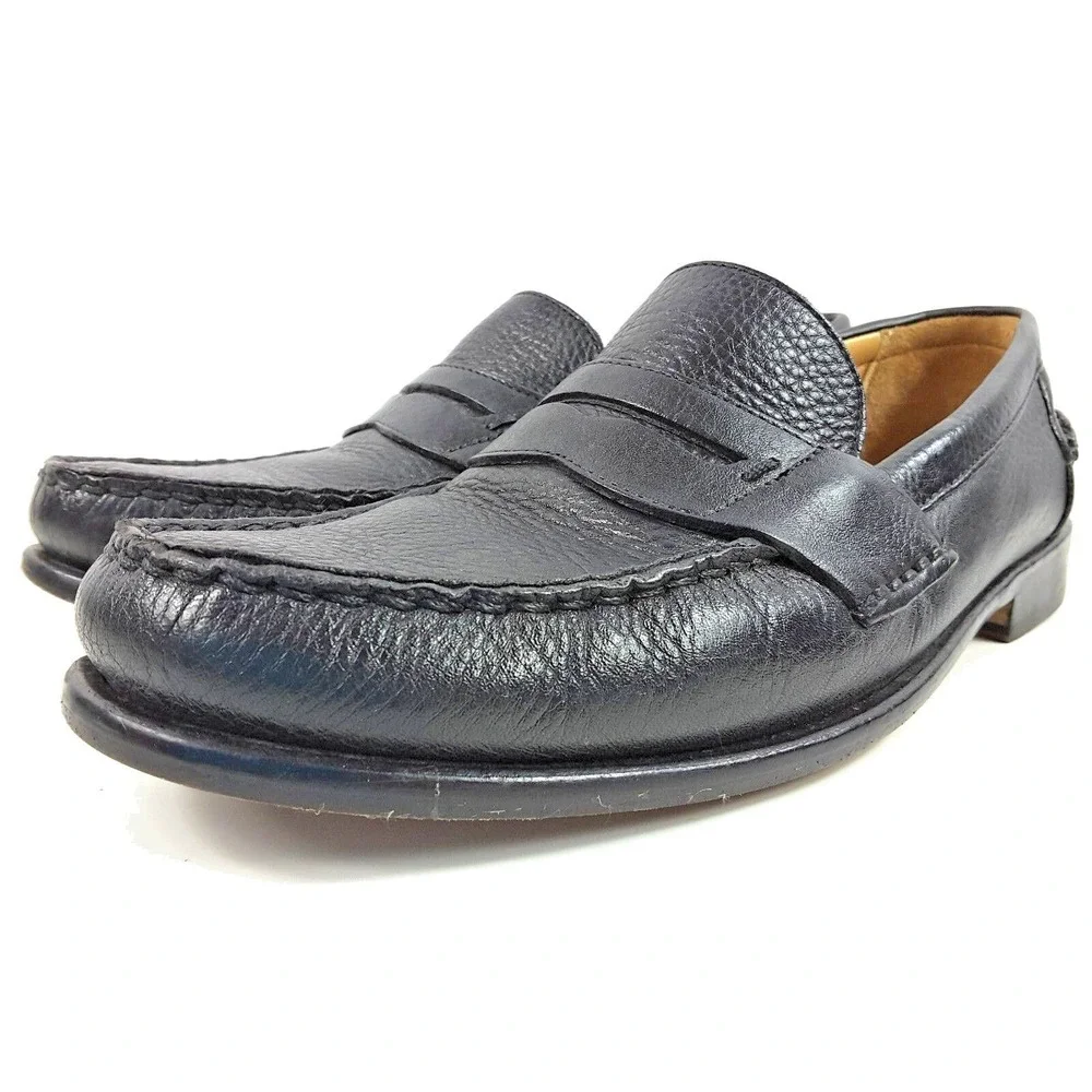 Belvedere Studio Michelle Men's Black Pebbled Leather Penny Loafer Shoe‎ Sz 9 EE